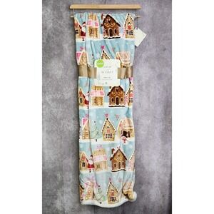 Gingerbread House Christmas Blanket Blue‎ Oversized Plush Throw 60x90 Twin